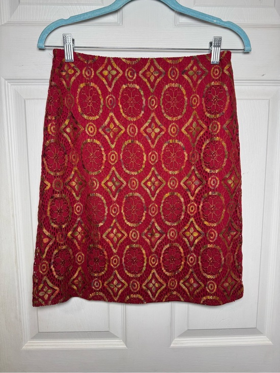 Express Dresses & Skirts - Vintage Express Red Gold Embroidered Floral Medallion Floral Mini Skirt Bohemian